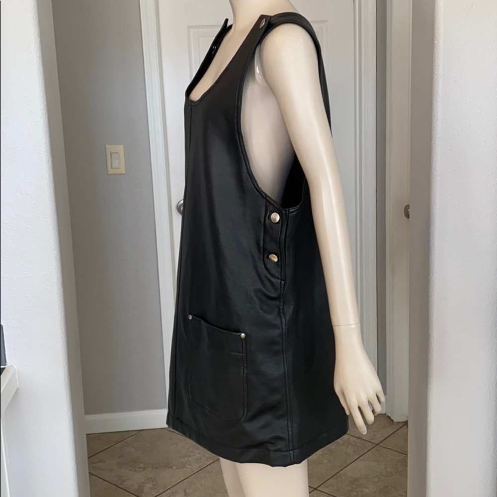 iLANA leather look black overall mini dress - Picture 2 of 14